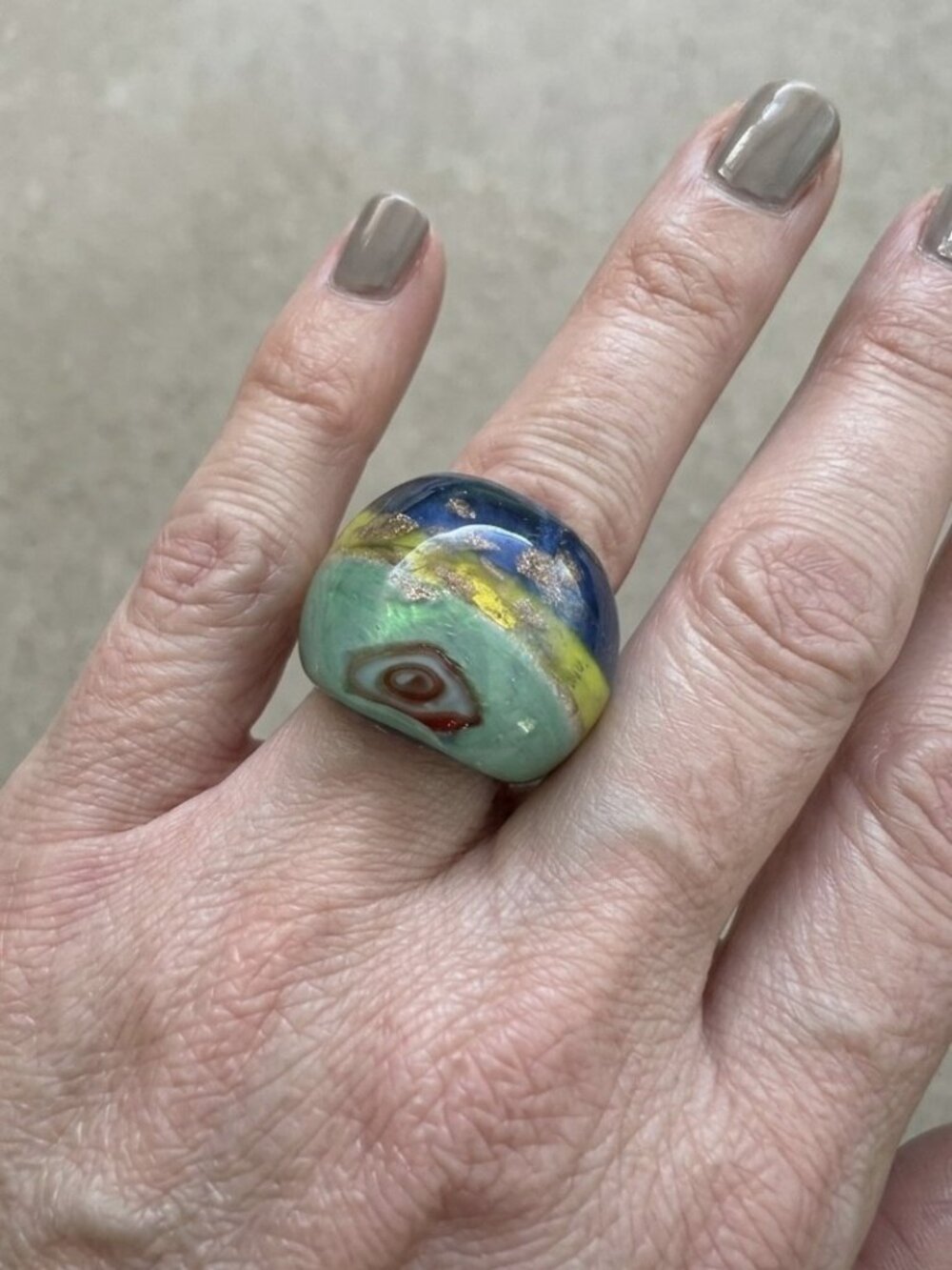 Multicolor Handcrafted Glass Art Ring